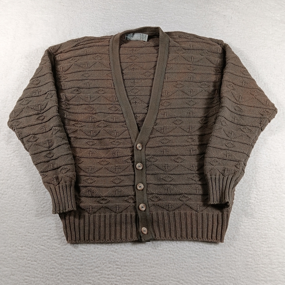Vintage Christopher Hayes Cardigan Mens Large Brown Aztec Knit Grandpa Scholar